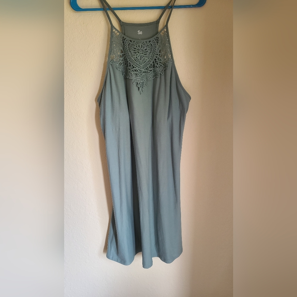 So Brand Target Macrame Detail Sage Green Cover Dress